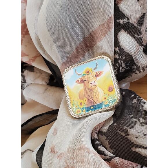 SLIDE Scarf Wild Rag Scarves Slide highland cow gift, bandana slide, western - Picture 3 of 3